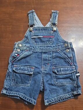 Vintage Y2k Tommy Hilfiger Kids Blue Denim Short Overalls
